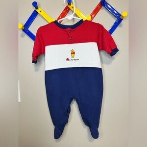 Size 0-3 months Vintage Y2K Disney Winnie the Pooh Red and Blue Baby Romper